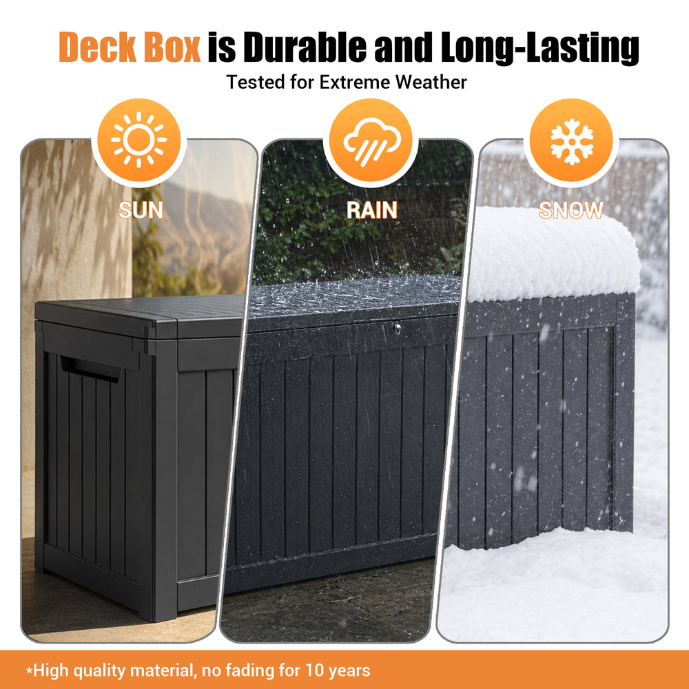 MINDYES 260 Gallon Deck Box, Large Outdoor Storage for Patio Furniture Cushions, Pool Equipment & Seasonal Decor, Black MINDYES 260 Gallon Deck Box, Large Outdoor Storage for Patio Furniture Cushions, Pool Equipment & Seasonal Decor, Black