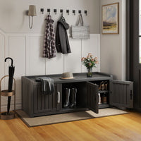 Entryway Shoe Storage Bench with 3 Doors, Adjustable Shelves, Shoes Cabinet for Entryway, Bedroom, Hallway,Living Room Entryway Shoe Storage Bench with 3 Doors, Adjustable Shelves, Shoes Cabinet for Entryway, Bedroom, Hallway,Living Room