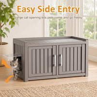 MINDYES Cat Litter Box Furniture, Dual-Door Cat Cabinet for Bedroom Hallway & Courtyard, Light Brown MINDYES Cat Litter Box Furniture, Dual-Door Cat Cabinet for Bedroom Hallway & Courtyard, Light Brown
