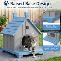 MINDYES Outdoor Cat House Weatherproof Pet Shelter for Cats Kittens & Puppies, Blue MINDYES Outdoor Cat House Weatherproof Pet Shelter for Cats Kittens & Puppies, Blue