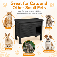 MINDYES Outdoor Cat House with Stent & Weatherproof Roof for Feral Cats & Kittens, Black MINDYES Outdoor Cat House with Stent & Weatherproof Roof for Feral Cats & Kittens, Black