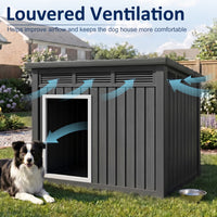 MINDYES Classic Dog House Outdoor Faux Wooden Shelter with Weatherproof Roof Removable Floors for Medium Small Dogs, Black MINDYES Classic Dog House Outdoor Faux Wooden Shelter with Weatherproof Roof Removable Floors for Medium Small Dogs, Black