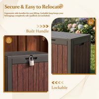 MINDYES 35 Gallon Outdoor Deck Box, Resin Walnut Wood Storage Boxs for Backyard Patio Gaden MINDYES 35 Gallon Outdoor Deck Box, Resin Walnut Wood Storage Boxs for Backyard Patio Gaden