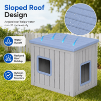 MINDYES Cat House, Outdoor Pet Shelter with Weatherproof Roof Removable Lids & Ventilation window, Blue MINDYES Cat House, Outdoor Pet Shelter with Weatherproof Roof Removable Lids & Ventilation window, Blue