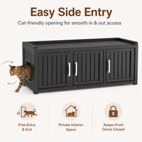 MINDYES 3-Cabin Hidden Cat Litter Box Enclosure Furniture for Bedroom Hallway, Black MINDYES 3-Cabin Hidden Cat Litter Box Enclosure Furniture for Bedroom Hallway, Black