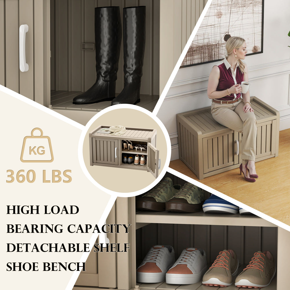 Shoe Storage Bench Entryway Bench with Adjustable Shelves and 2 Doors for Hallway, Living Room, Bedroom Shoe Storage Bench Entryway Bench with Adjustable Shelves and 2 Doors for Hallway, Living Room, Bedroom