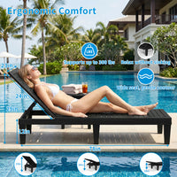MINDYES Patio Chaise Lounge Chair, Outdoor Lounge Chair 5 Positions Pool Lounger, Black MINDYES Patio Chaise Lounge Chair, Outdoor Lounge Chair 5 Positions Pool Lounger, Black