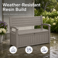 MINDYES Storage Bench and Deck Box Organization Storage Combi, 82 Gallon Outdoor Seating for Patios and Lawns, Light Brown MINDYES Storage Bench and Deck Box Organization Storage Combi, 82 Gallon Outdoor Seating for Patios and Lawns, Light Brown
