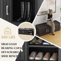 Entryway Shoe Storage Bench with 3 Doors, Adjustable Shelves, Shoes Cabinet for Entryway, Bedroom, Hallway,Living Room Entryway Shoe Storage Bench with 3 Doors, Adjustable Shelves, Shoes Cabinet for Entryway, Bedroom, Hallway,Living Room