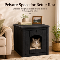 MINDYES 35Gal Cat House, Indoor Outdoor Weatherproof Cat Bed Stoarge Box for Garage & Courtyard, Black MINDYES 35Gal Cat House, Indoor Outdoor Weatherproof Cat Bed Stoarge Box for Garage & Courtyard, Black