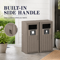 MINDYES Outdoor Trash Can with Garbage Labels, 66 Gallon Large Waterproof Garbage Can for Porch Patio, Light Brown MINDYES Outdoor Trash Can with Garbage Labels, 66 Gallon Large Waterproof Garbage Can for Porch Patio, Light Brown