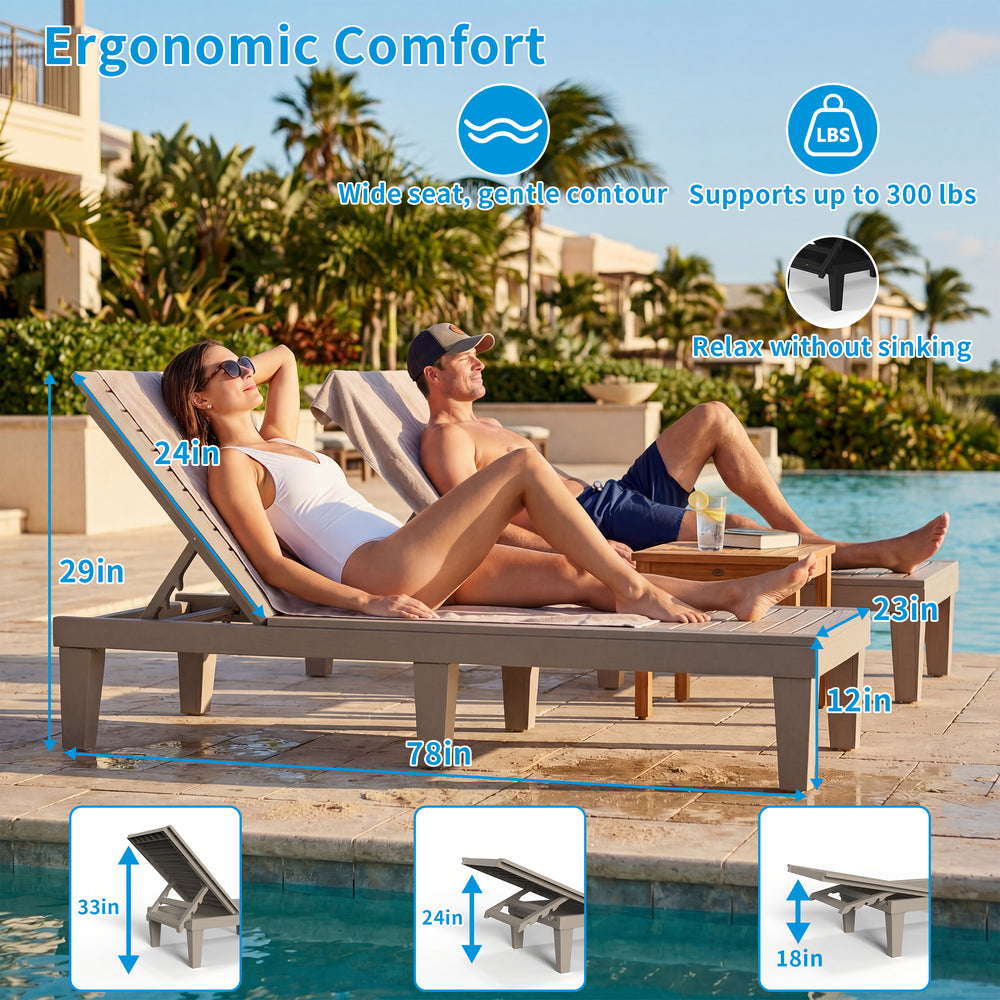 MINDYES Patio Chaise Lounge Chair Set of 2, 5-Positions Adjustable Outdoor Lounge Chair, Beige MINDYES Patio Chaise Lounge Chair Set of 2, 5-Positions Adjustable Outdoor Lounge Chair, Beige