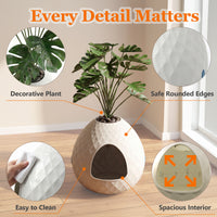MINDYES Plant Hidden Cat Litter Box with Pebbles and Artificial Greenery, Home Decor Cat Boxs for All Cats, White MINDYES Plant Hidden Cat Litter Box with Pebbles and Artificial Greenery, Home Decor Cat Boxs for All Cats, White