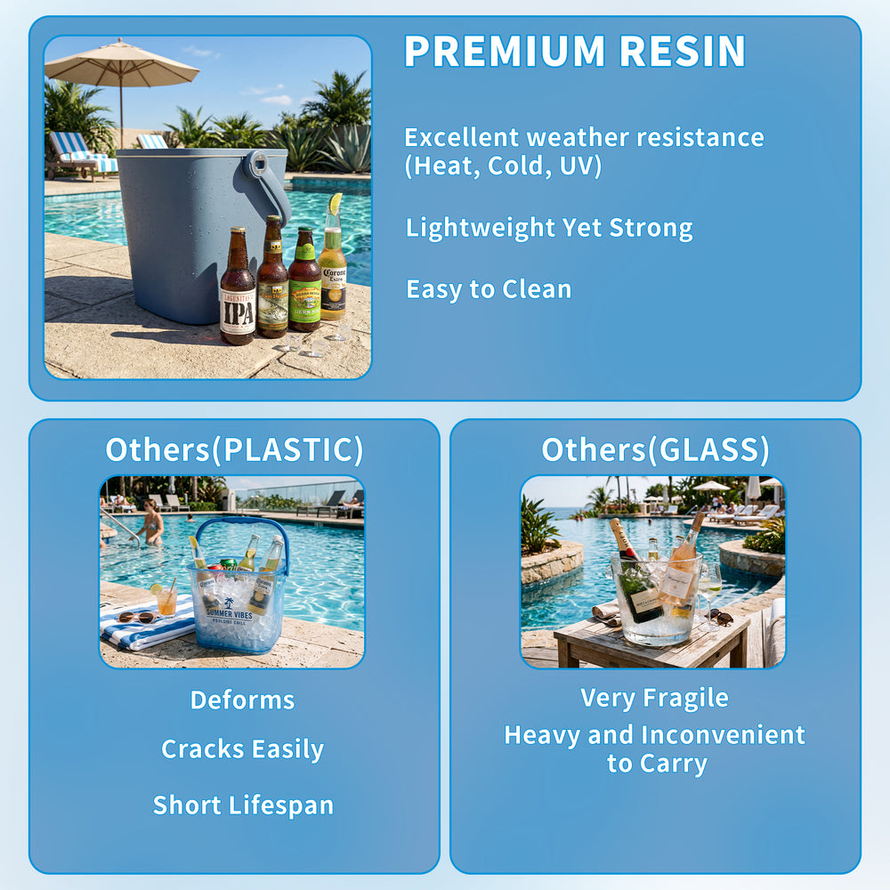 MINDYES Ice Bucket with Lid, Outdoor Beverage Cooler Table, Resin Patio Ice Bucket with Bottle Opener & Storage, Pool Party Drink Cooler, Blue MINDYES Ice Bucket with Lid, Outdoor Beverage Cooler Table, Resin Patio Ice Bucket with Bottle Opener & Storage, Pool Party Drink Cooler, Blue