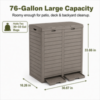 MINDYES Outdoor Trash Bin 62 Gallon Hideaway Garbage Can, Attached Lid, Light Brown MINDYES Outdoor Trash Bin 62 Gallon Hideaway Garbage Can, Attached Lid, Light Brown