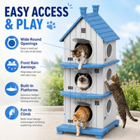 MINDYES Outdoor Three-Tier Cat Bed, Weatherproof Cat House Pet Shelter for Garden & Patio, Blue MINDYES Outdoor Three-Tier Cat Bed, Weatherproof Cat House Pet Shelter for Garden & Patio, Blue