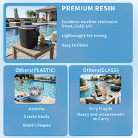 MINDYES Resin Ice Bucket with Lid, Outdoor Beverage Cooler with Side Table for Pool Patio Garden, Black MINDYES Resin Ice Bucket with Lid, Outdoor Beverage Cooler with Side Table for Pool Patio Garden, Black