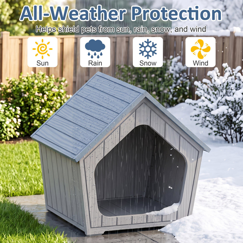 MINDYES Cat House Weatherproof Shelter for Feral Cats & Kittens, Resin Faux Wooden for Indoor & Outdoor, Blue MINDYES Cat House Weatherproof Shelter for Feral Cats & Kittens, Resin Faux Wooden for Indoor & Outdoor, Blue