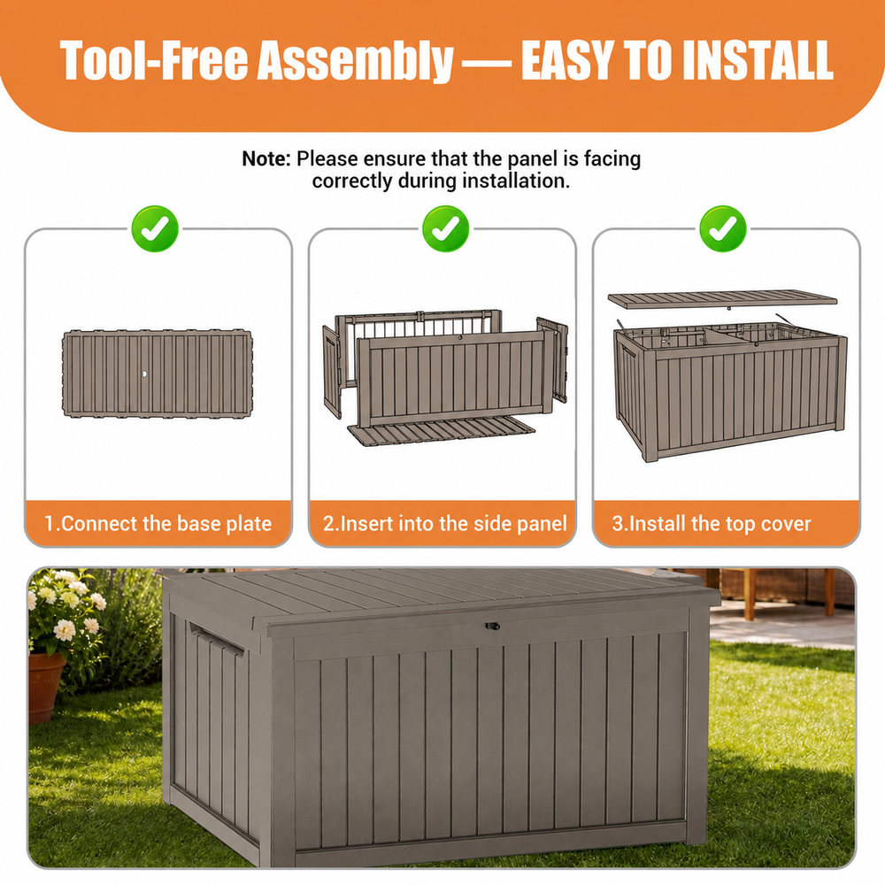 MINDYES 260 Gallon Outdoor Deck Box, 3-IN-1 Large Storage Box for Locker, Stool & Table, Beige MINDYES 260 Gallon Outdoor Deck Box, 3-IN-1 Large Storage Box for Locker, Stool & Table, Beige