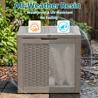 MINDYES 35 Gallon Deck Box, Wicker Outdoor Storage for Patio Cushions, Pool Toys & Garden Tools, Beige MINDYES 35 Gallon Deck Box, Wicker Outdoor Storage for Patio Cushions, Pool Toys & Garden Tools, Beige