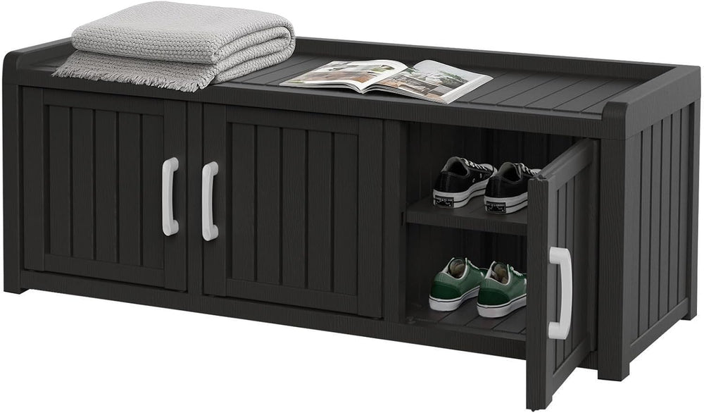 Entryway Shoe Storage Bench with 3 Doors, Adjustable Shelves, Shoes Cabinet for Entryway, Bedroom, Hallway,Living Room Entryway Shoe Storage Bench with 3 Doors, Adjustable Shelves, Shoes Cabinet for Entryway, Bedroom, Hallway,Living Room