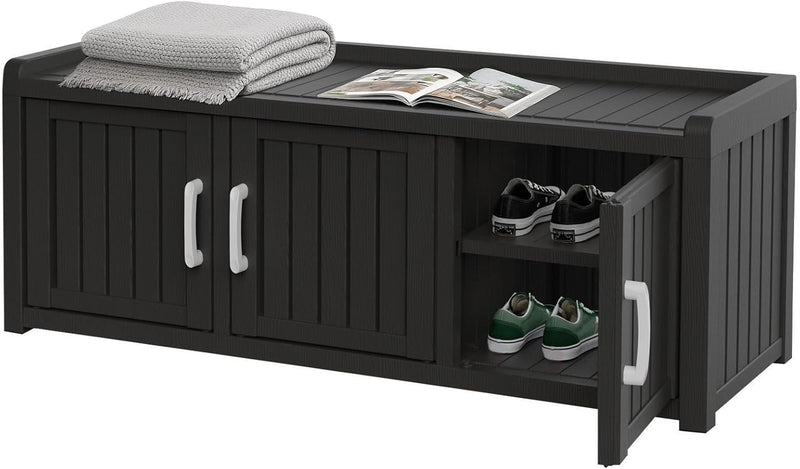 Entryway Shoe Storage Bench with 3 Doors, Adjustable Shelves, Shoes Cabinet for Entryway, Bedroom, Hallway,Living Room