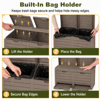 MINDYES Outdoor Trash Bin 62 Gallon Hideaway Garbage Can, Attached Lid, Light Brown MINDYES Outdoor Trash Bin 62 Gallon Hideaway Garbage Can, Attached Lid, Light Brown