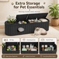 MINDYES Multifunctional Indoor Cat House, 4-In-1 Cat Bed for Shoe-Changing Stool, Bench and Storage Cabinet, Black MINDYES Multifunctional Indoor Cat House, 4-In-1 Cat Bed for Shoe-Changing Stool, Bench and Storage Cabinet, Black