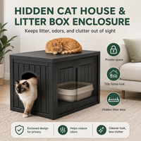 MINDYES Hidden Multifunctional Cat Litter Box Enclosure Furniture with Divider for Living Room Bedroom Hallway, Black MINDYES Hidden Multifunctional Cat Litter Box Enclosure Furniture with Divider for Living Room Bedroom Hallway, Black