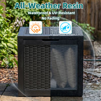 MINDYES 35 Gallon Wicker Deck Box, Outdoor Storage for Patio Cushions, Pool Toys & Garden Tools, Weatherproof Resin, UV-Resistant, Black MINDYES 35 Gallon Wicker Deck Box, Outdoor Storage for Patio Cushions, Pool Toys & Garden Tools, Weatherproof Resin, UV-Resistant, Black
