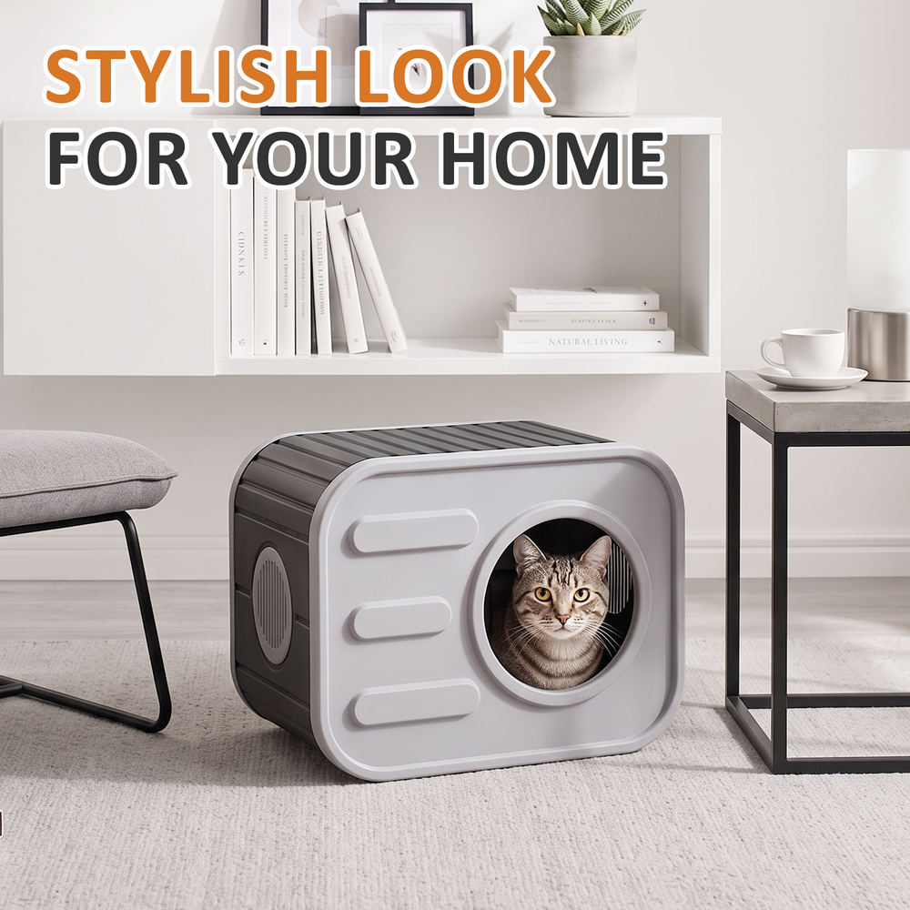 MINDYES Indoor Cat Bed, Camera-Shaped Cat House Weatherproof Feral Pet Shelter for Cats Kittens & Puppies, Gray MINDYES Indoor Cat Bed, Camera-Shaped Cat House Weatherproof Feral Pet Shelter for Cats Kittens & Puppies, Gray