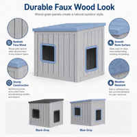 MINDYES Cat House, Outdoor Pet Shelter with Weatherproof Roof Removable Lids & Ventilation window, Blue MINDYES Cat House, Outdoor Pet Shelter with Weatherproof Roof Removable Lids & Ventilation window, Blue