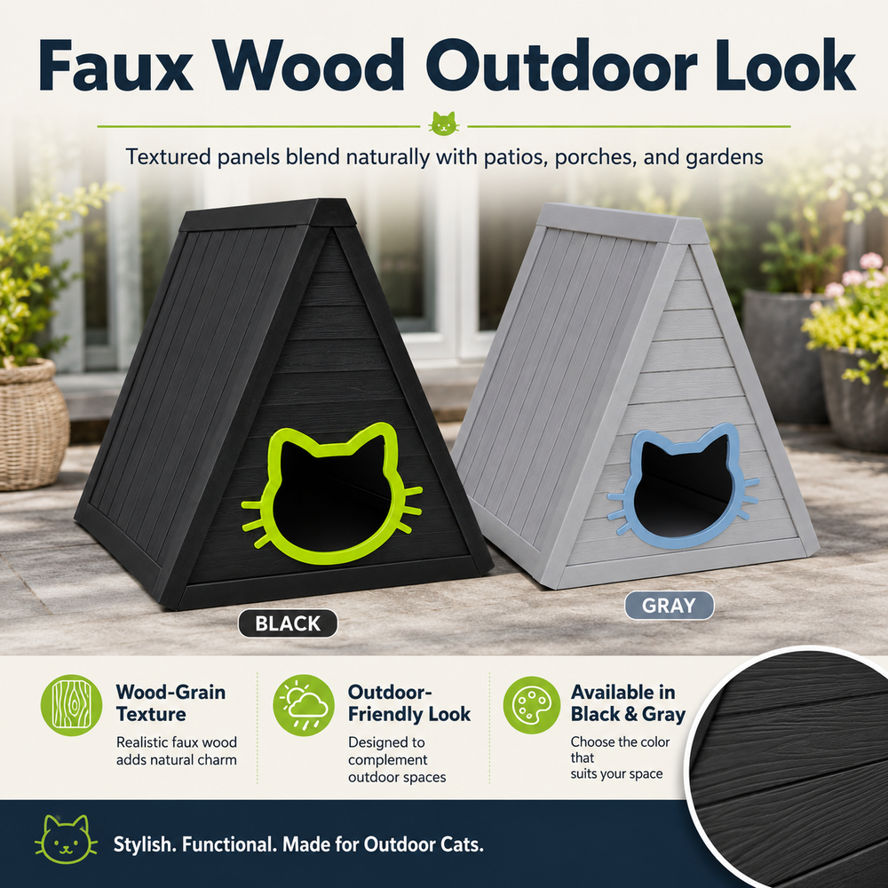 MINDYES Outdoor Cat House, Weatherproof Roof & Cat-shaped Door for Cats Kittens & Puppies, Black MINDYES Outdoor Cat House, Weatherproof Roof & Cat-shaped Door for Cats Kittens & Puppies, Black