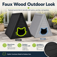 MINDYES Outdoor Cat House, Weatherproof Roof & Cat-shaped Door for Cats Kittens & Puppies, Black MINDYES Outdoor Cat House, Weatherproof Roof & Cat-shaped Door for Cats Kittens & Puppies, Black