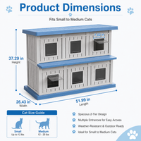 MINDYES Double-Layer Cat Bed, Indoor Outdoor Cat House Pet Shelter with Weatherproof Roof & Thickened Eaves for 6-12 Cats, Blue MINDYES Double-Layer Cat Bed, Indoor Outdoor Cat House Pet Shelter with Weatherproof Roof & Thickened Eaves for 6-12 Cats, Blue