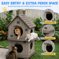 MINDYES Double-Layer Cat House for Home, Cat Shelter with entilation Windows for Indoor & Outdoor, Light Brown MINDYES Double-Layer Cat House for Home, Cat Shelter with entilation Windows for Indoor & Outdoor, Light Brown