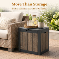 MINDYES 35 Gallon Deck Box, Cherry Wood Resin Outdoor Storage Box for Patio Gaden & Porch MINDYES 35 Gallon Deck Box, Cherry Wood Resin Outdoor Storage Box for Patio Gaden & Porch