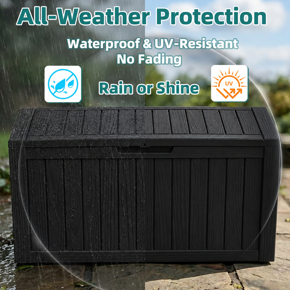 MINDYES 80 Gallon Deck Box, Extra Large Outdoor Storage for Patio Cushions, Holiday Decor & Garden Tools, Black MINDYES 80 Gallon Deck Box, Extra Large Outdoor Storage for Patio Cushions, Holiday Decor & Garden Tools, Black