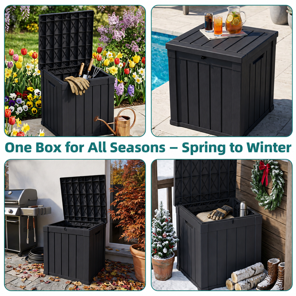 MINDYES 60 Gallon Deck Box, Large Outdoor Storage for Patio Cushions, Pool Floats & Garden Tools for Backyard & Deck, Black MINDYES 60 Gallon Deck Box, Large Outdoor Storage for Patio Cushions, Pool Floats & Garden Tools for Backyard & Deck, Black