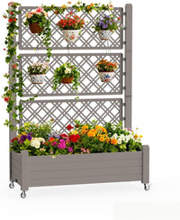 MINDYES Raised Garden Beds Outdoor Planter Box With Trellis MINDYES Raised Garden Beds Outdoor Planter Box With Trellis