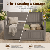 MINDYES Storage Bench and Deck Box Organization Storage Combi, 82 Gallon Outdoor Seating for Patios and Lawns, Light Brown MINDYES Storage Bench and Deck Box Organization Storage Combi, 82 Gallon Outdoor Seating for Patios and Lawns, Light Brown