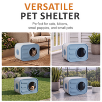 MINDYES Outdoor Cat House, Weatherproof Pet Shelter for Cats Kittens & Puppies, Blue MINDYES Outdoor Cat House, Weatherproof Pet Shelter for Cats Kittens & Puppies, Blue