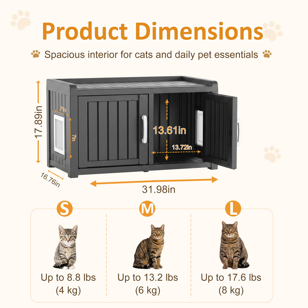 MINDYES Hidden Cat Litter Box Enclosure Furniture for Living Room Hallway, Black MINDYES Hidden Cat Litter Box Enclosure Furniture for Living Room Hallway, Black