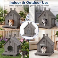 MINDYES Cat House Outdoor Pet Shelter Weatherproof Faux Wood for Cats, Kittens & Small Dog, Light Brown MINDYES Cat House Outdoor Pet Shelter Weatherproof Faux Wood for Cats, Kittens & Small Dog, Light Brown