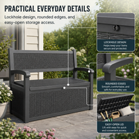 MINDYES 82 Gallon Outdoor Wicker Storage Bench, Deck Box and Organization Storage Combi for Backyard Garden, Black MINDYES 82 Gallon Outdoor Wicker Storage Bench, Deck Box and Organization Storage Combi for Backyard Garden, Black