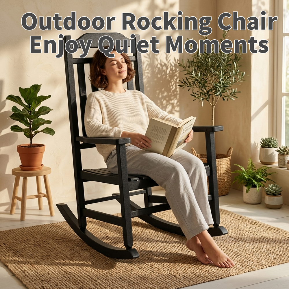 MINDYES Outdoor Rocking Chair Set of 2, Resin Patio Rocking Chair, Heavy Duty Front Porch Rocker, Black MINDYES Outdoor Rocking Chair Set of 2, Resin Patio Rocking Chair, Heavy Duty Front Porch Rocker, Black