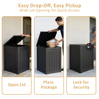 MINDYES 55 Gallon Package Delivery Box, Outdoor Resin Mailbox for Packages Storage With Lockable, Drop Boxes for Patio Front Entryway, Black MINDYES 55 Gallon Package Delivery Box, Outdoor Resin Mailbox for Packages Storage With Lockable, Drop Boxes for Patio Front Entryway, Black