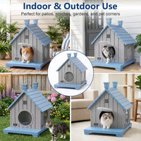 MINDYES Outdoor Cat House Weatherproof Pet Shelter for Cats Kittens & Puppies, Blue MINDYES Outdoor Cat House Weatherproof Pet Shelter for Cats Kittens & Puppies, Blue