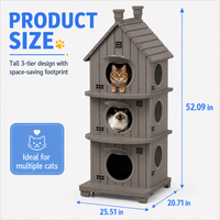 MINDYES Cat House, Weatherproof Outdoor Three-Tier Cat Bed for Garden & Patio, Light Brown MINDYES Cat House, Weatherproof Outdoor Three-Tier Cat Bed for Garden & Patio, Light Brown