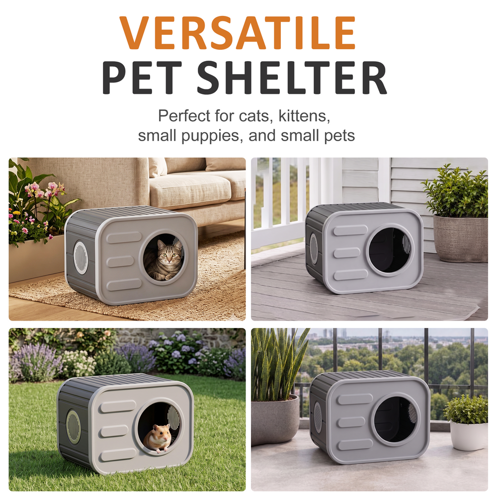 MINDYES Indoor Cat Bed, Camera-Shaped Cat House Weatherproof Feral Pet Shelter for Cats Kittens & Puppies, Gray MINDYES Indoor Cat Bed, Camera-Shaped Cat House Weatherproof Feral Pet Shelter for Cats Kittens & Puppies, Gray